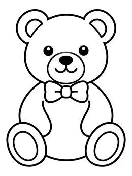 Free printable Seated Teddy Bear With Bow Tie coloring page