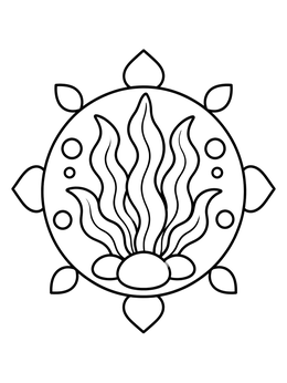 Free printable Seaweed Emblem In Circular Frame coloring page
