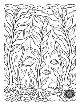 Free printable Kelp Forest Underwater Scene coloring page