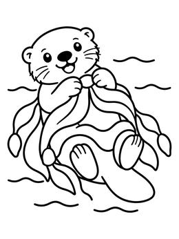 Free printable Playful Sea Otter In Kelp coloring page