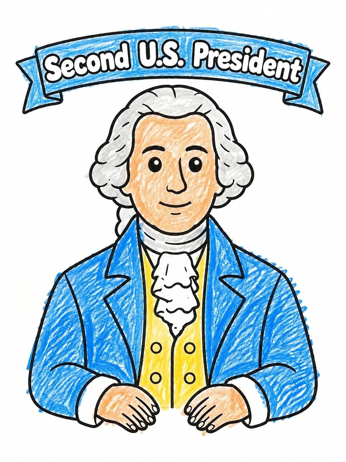 Colored example of the Second Us President John Adams coloring page