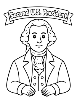 Free printable Second Us President John Adams coloring page
