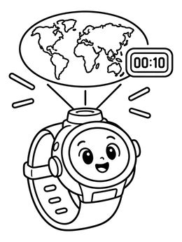 Free printable Cute Spy Watch Hologram coloring page