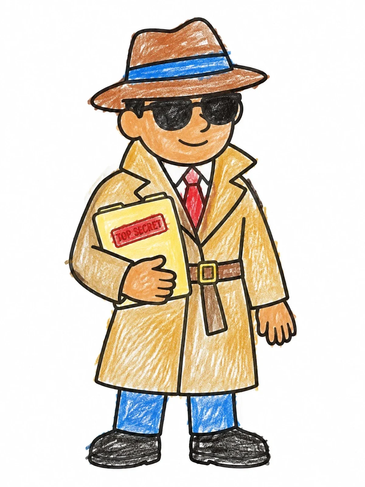 Colored example of the Secret Agent Holding Confidential File coloring page