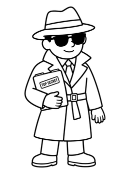 Free printable Secret Agent Holding Confidential File coloring page