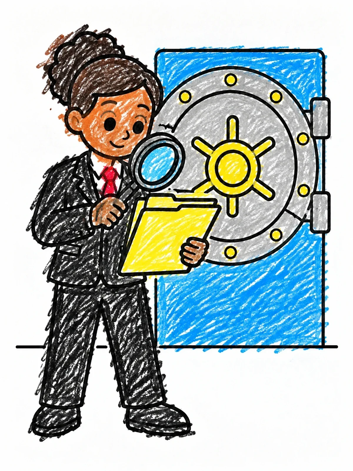 Colored example of the Secret Agent Inspecting Files At Vault coloring page