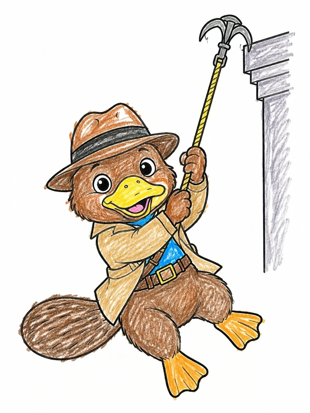 Colored example of the Secret Agent Platypus On A Mission coloring page
