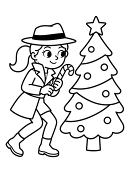 Free printable Secret Agent With Candy Cane coloring page