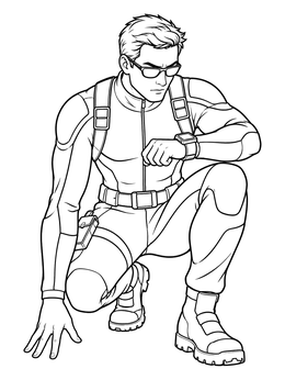 Free printable Secret Agent Crouching In Stealth Suit coloring page