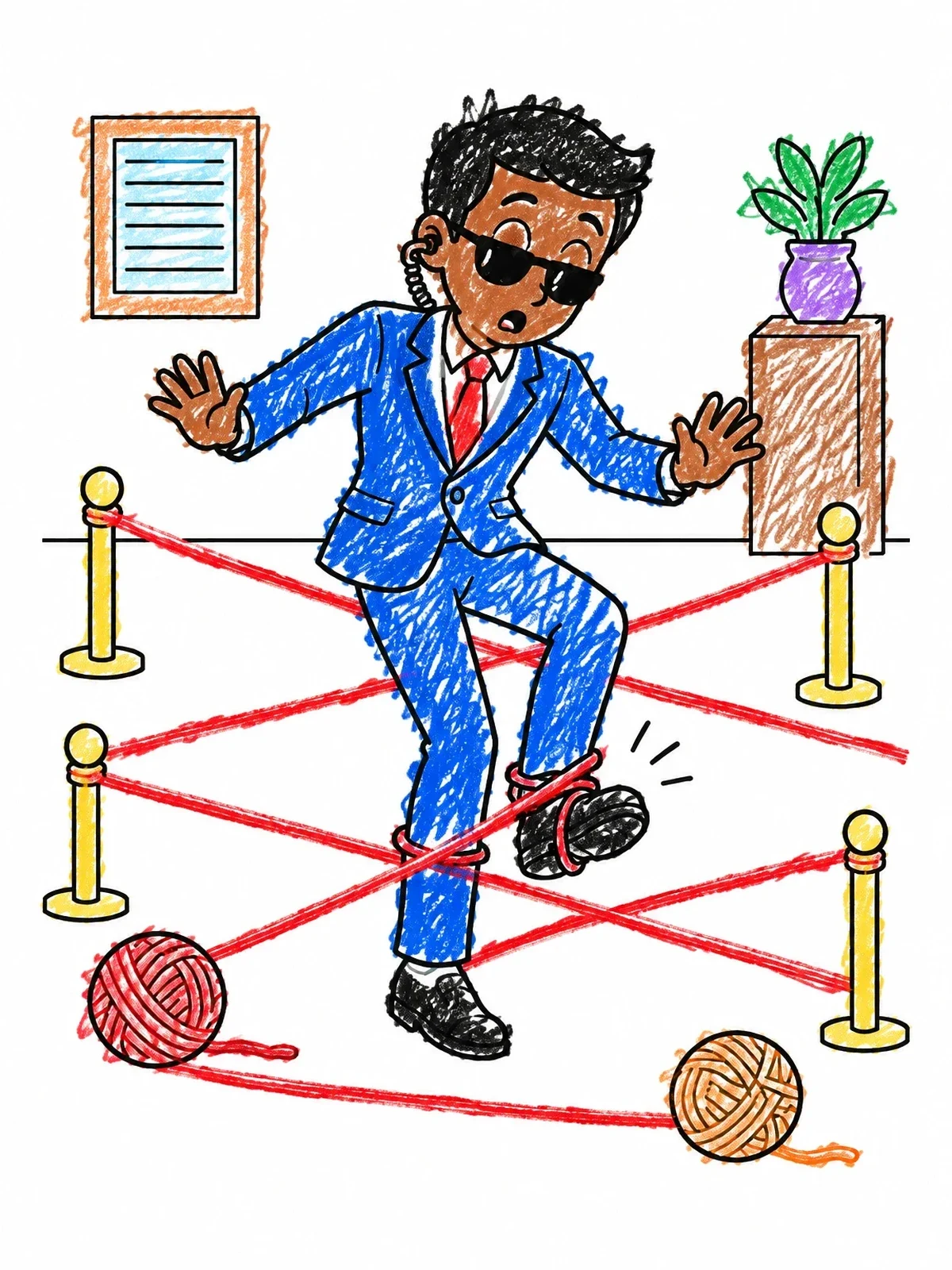 Colored example of the Secret Agent Tangled In Yarn coloring page