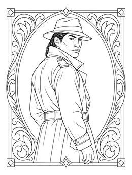 Free printable Secret Agent In Trench Coat Portrait coloring page