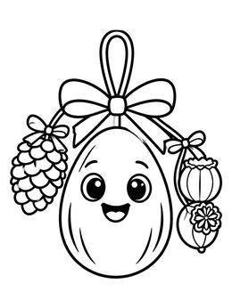 Free printable Cheerful Avocado Seed And Pine Cone Ornament coloring page