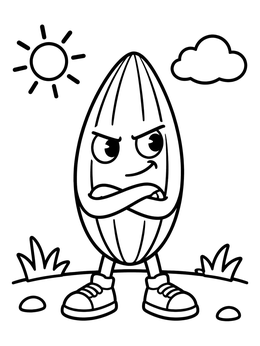 Free printable Grumpy Cartoon Seed With Sneakers coloring page