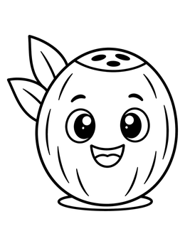 Free printable Happy Coconut Seed Character coloring page