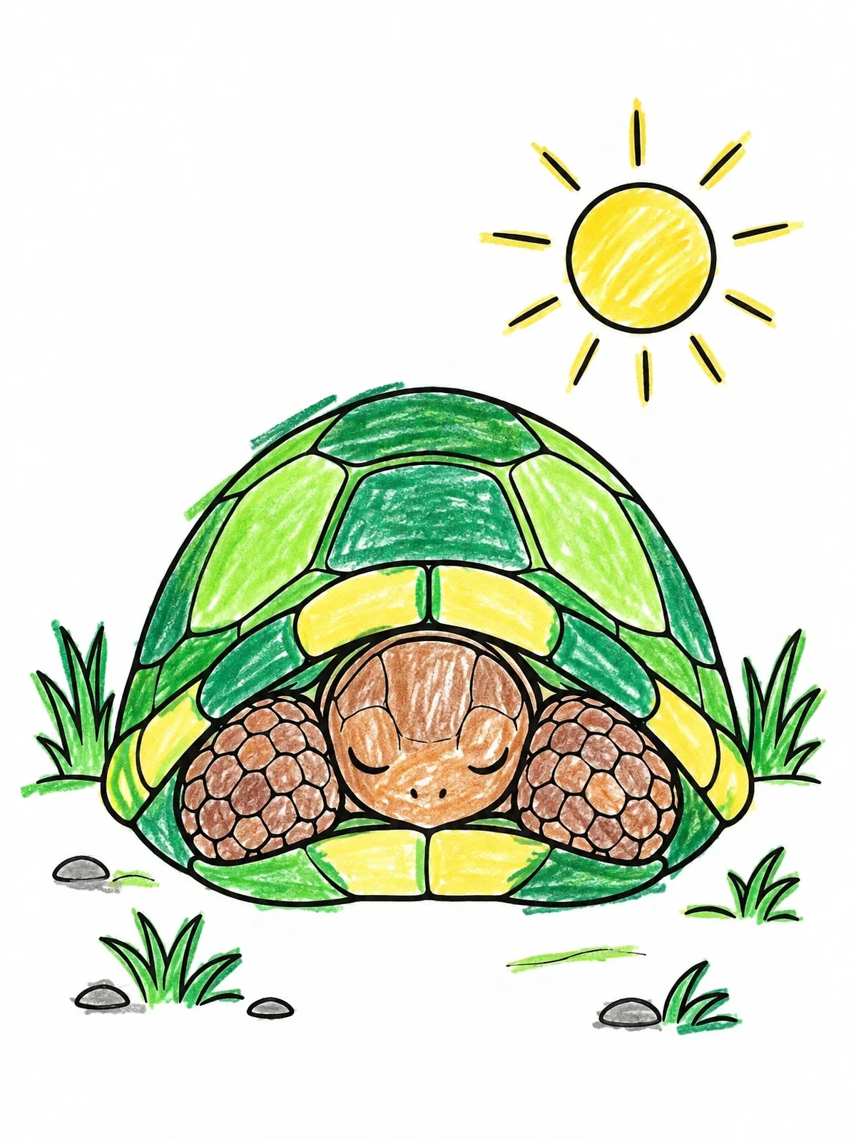 Colored example of the Calm Turtle Taking A Pause coloring page