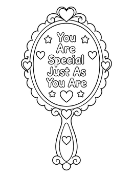 Free printable Inspiring Hand Mirror With Positive Words coloring page