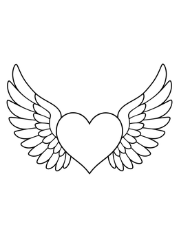 Free printable Winged Heart Line Art Emblem coloring page
