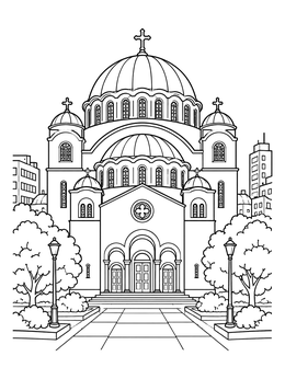 Free printable Church Of Saint Sava In Belgrade coloring page