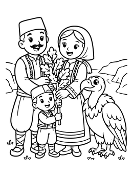 Free printable Serbian Family With Griffon Vulture coloring page