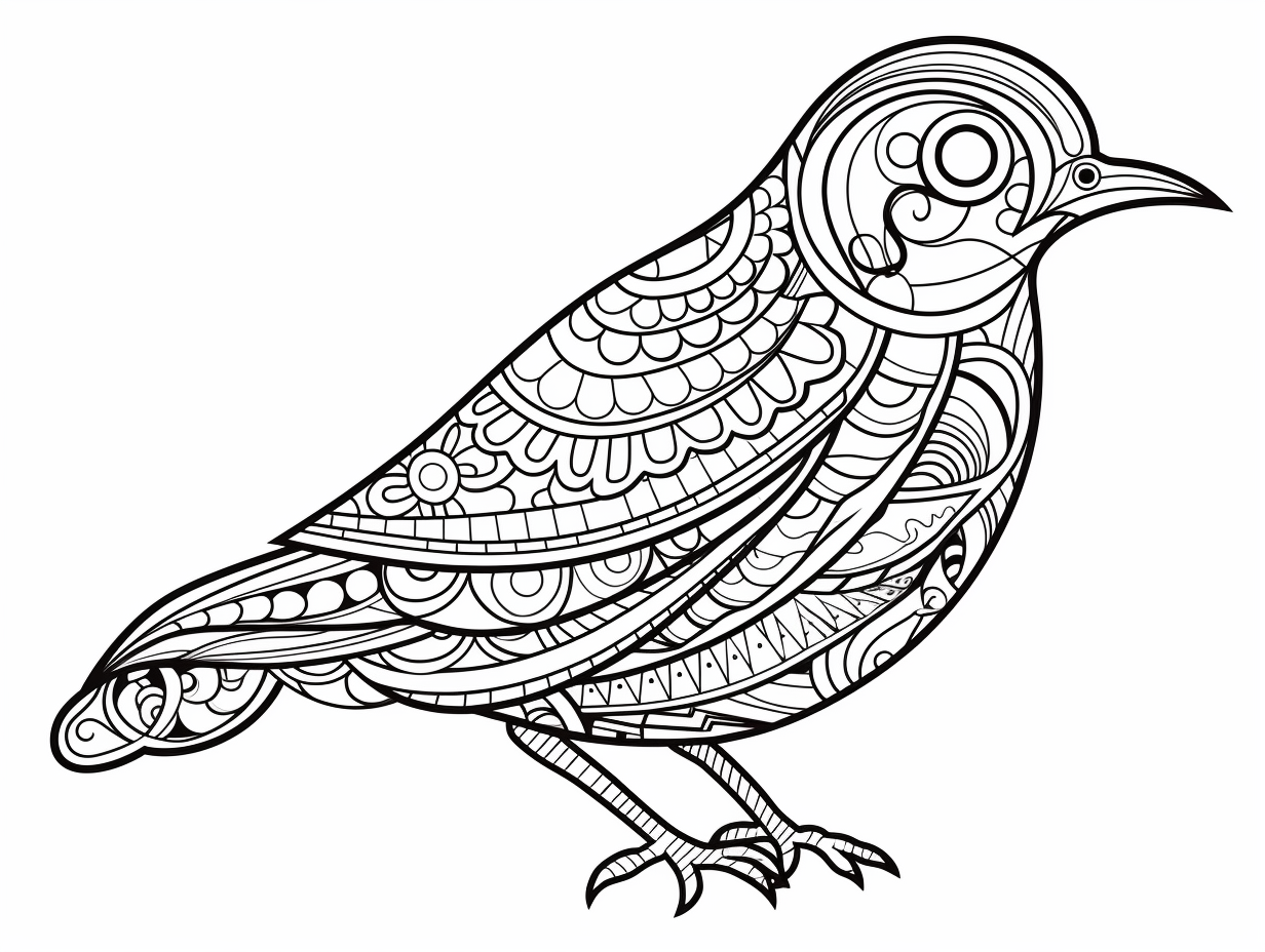 Serene Bird Coloring Scene - Coloring Page