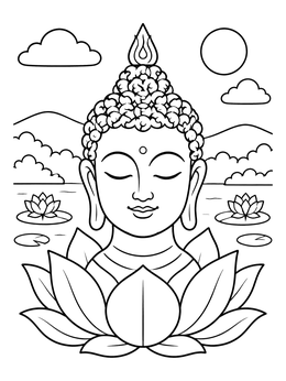 Free printable Serene Buddha Lotus Portrait coloring page
