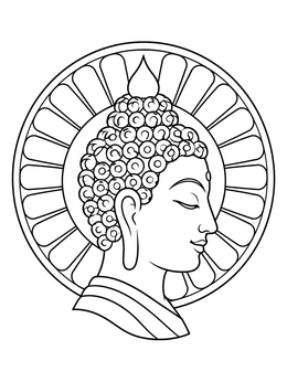 Free printable Buddha Profile With Radiant Halo coloring page