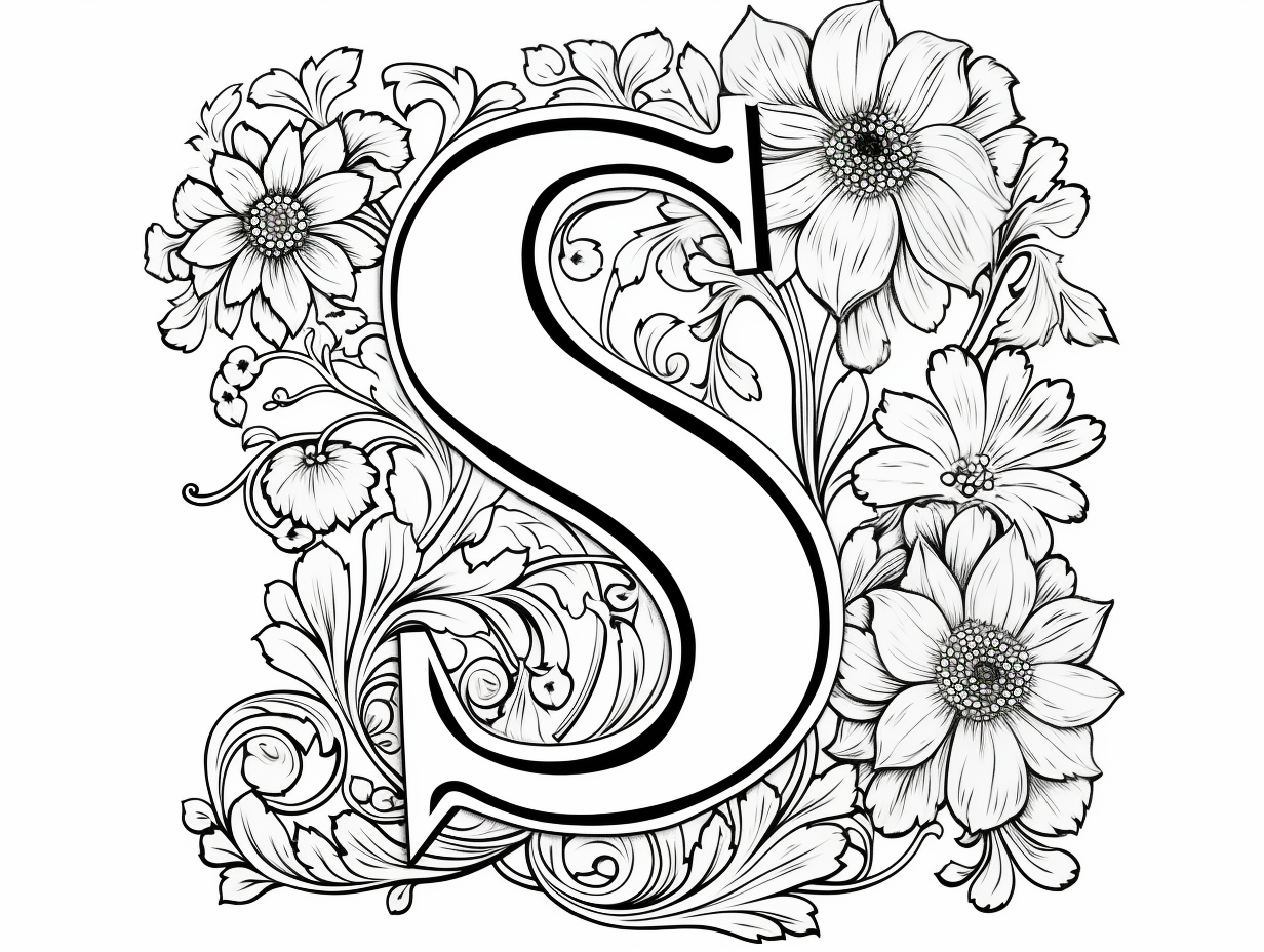 Serene Letter S Mandala Coloring - Coloring Page