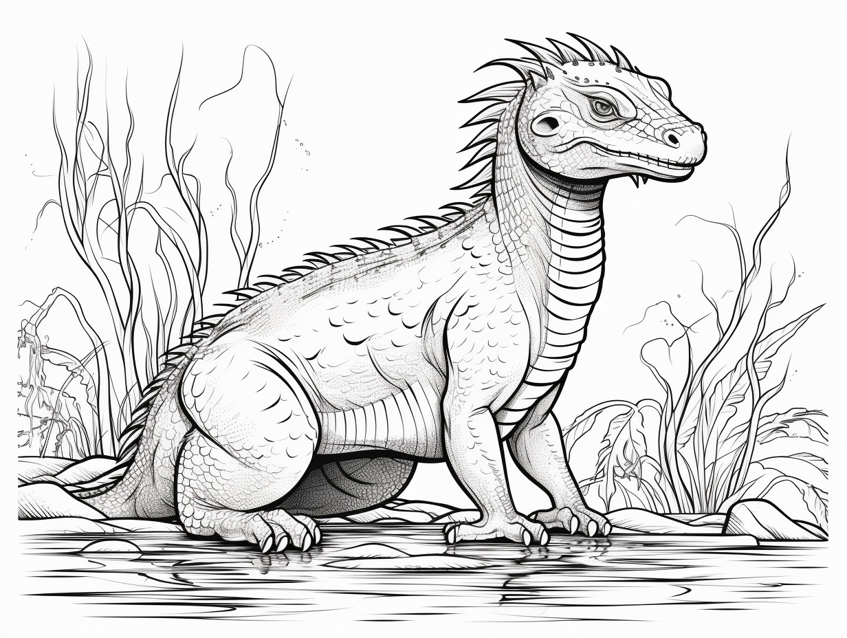 Serene Water-Dragon Artwork - Coloring Page