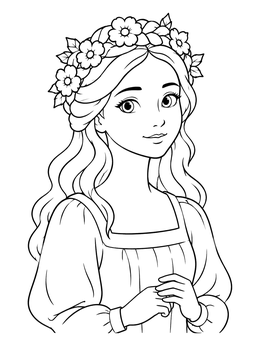 Free printable Serene Woman With Flower Crown coloring page