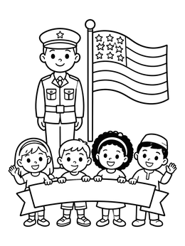 Free printable Children Honoring A Soldier coloring page