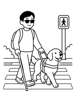Free printable Guide Dog At A Crosswalk coloring page