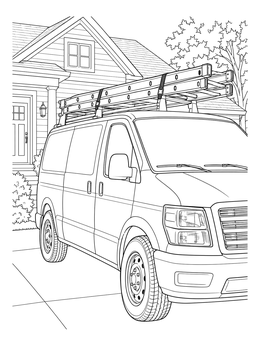 Free printable Work Van With Roof Ladders coloring page
