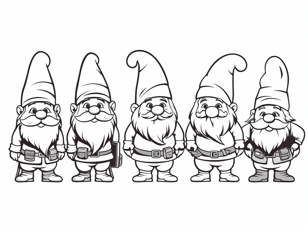 Seven Dwarfs Coloring For Children - Coloring Page