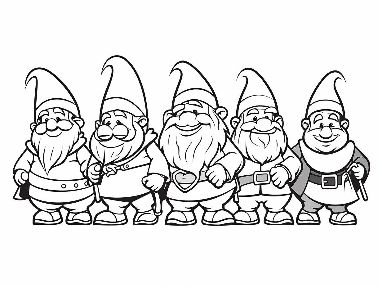 Seven Dwarfs Coloring Page For Kids - Coloring Page