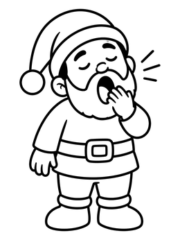 Free printable Sleepy Yawning Dwarf With Cap coloring page