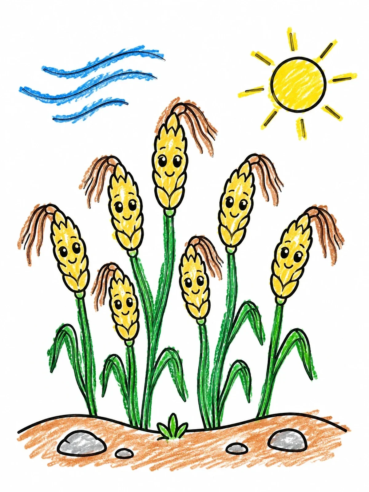 Colored example of the Seven Stalks Of Grain In The Sun coloring page