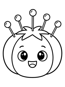 Free printable Happy Tomato Pincushion With Pins coloring page