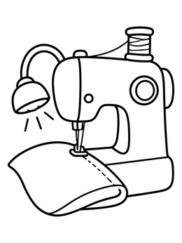 Free printable Sewing Machine Stitching Fabric coloring page