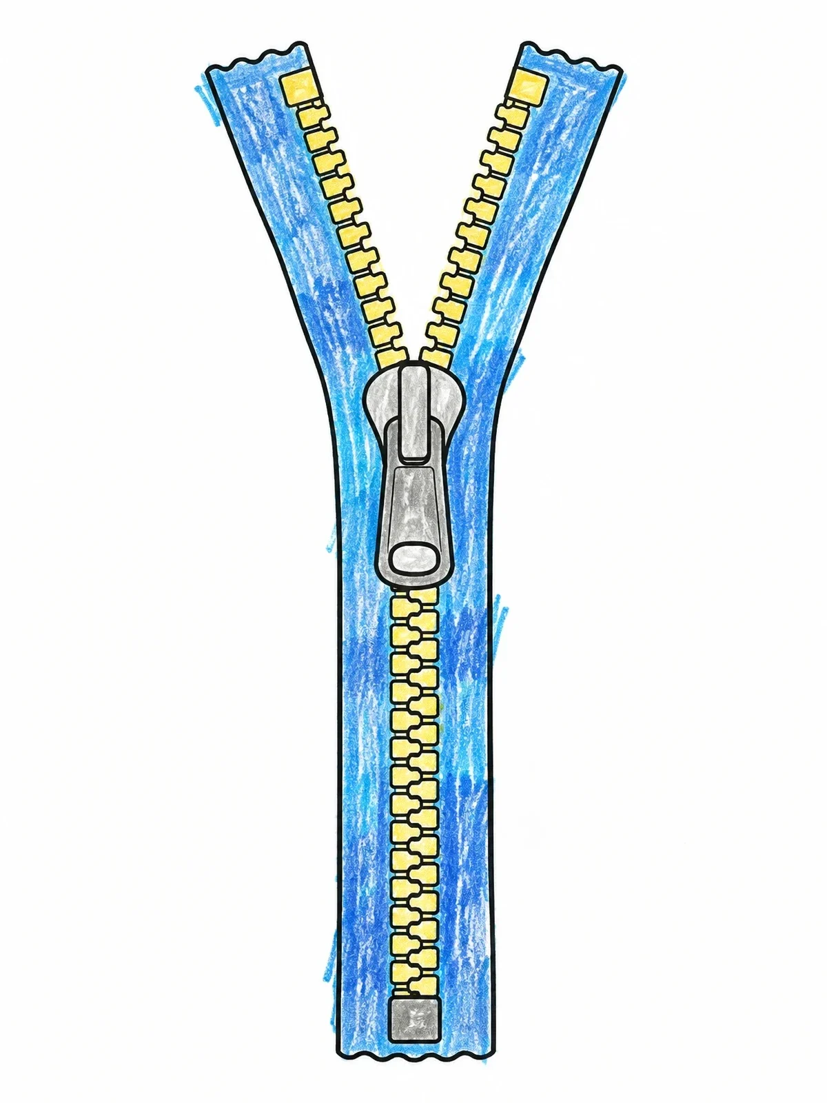 Colored example of the Open Zipper Line Art coloring page