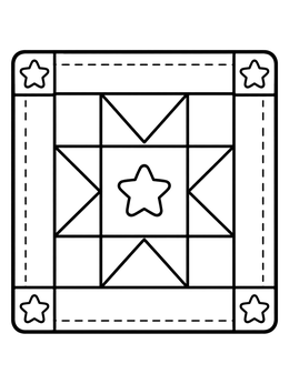 Free printable Cozy Star Patchwork Quilt Block coloring page