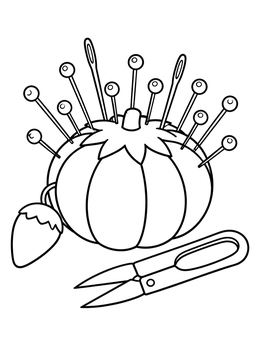 Free printable Tomato Pincushion With Thread Snips coloring page