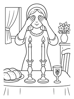 Free printable Shabbat Candle Blessing Ceremony coloring page