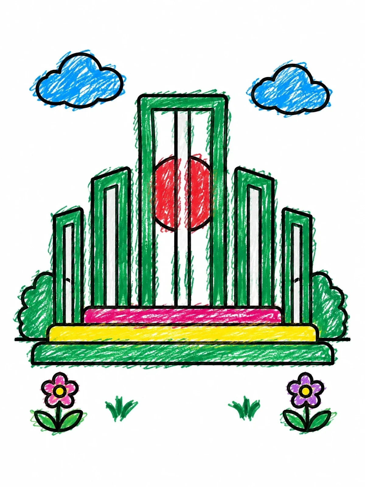 Colored example of the Shaheed Minar Monument In Bangladesh coloring page