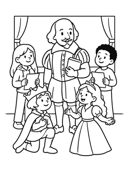 Free printable Shakespeare Directing Children In A Play coloring page