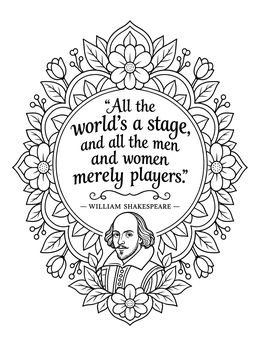 Free printable Shakespeare Quote With Floral Frame coloring page