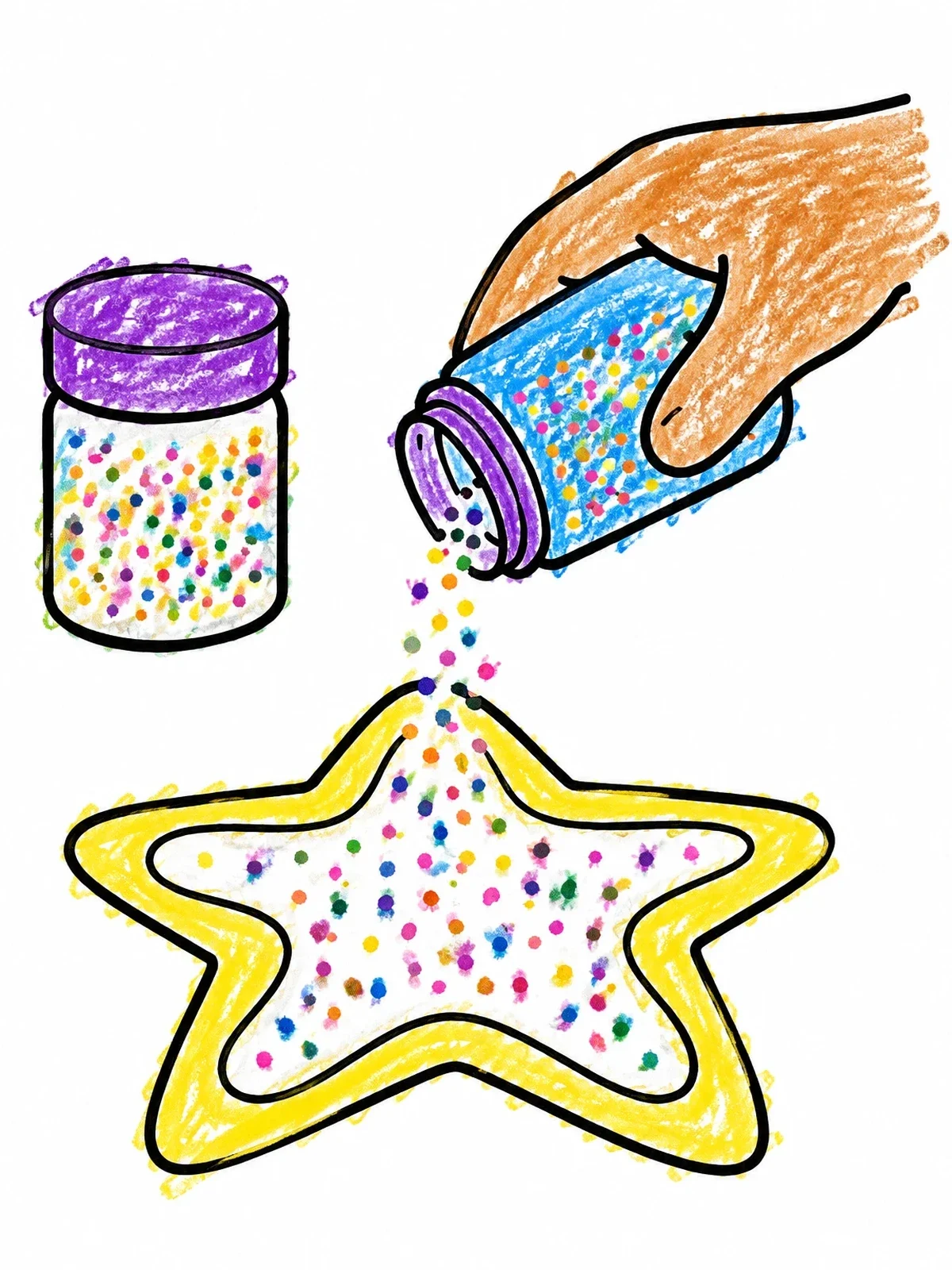 Colored example of the Shaking Glitter Onto A Star Craft coloring page