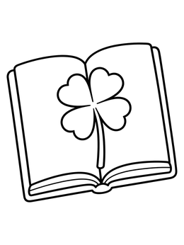 Free printable Four Leaf Clover In An Open Book coloring page