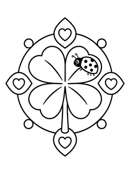 Free printable Four Leaf Clover Mandala With Ladybug coloring page