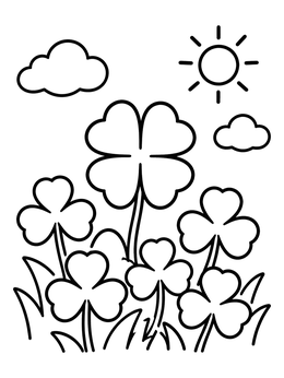Free printable Lucky Clover In The Meadow coloring page