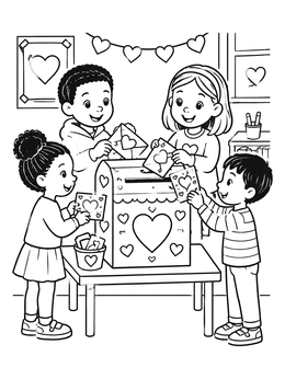 Free printable Classroom Valentine Mailbox Fun coloring page